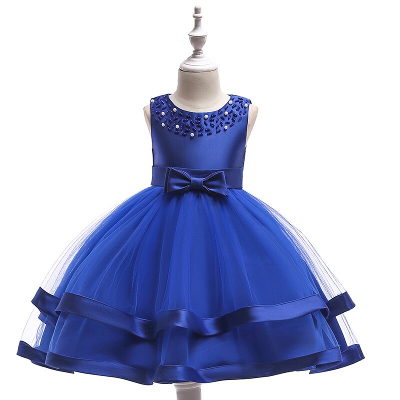 2023 Summer Dress For Girls Elegant Princess Birthday Dress With Bow Kids Girl Wedding Party Dresses Children Evening Clothes