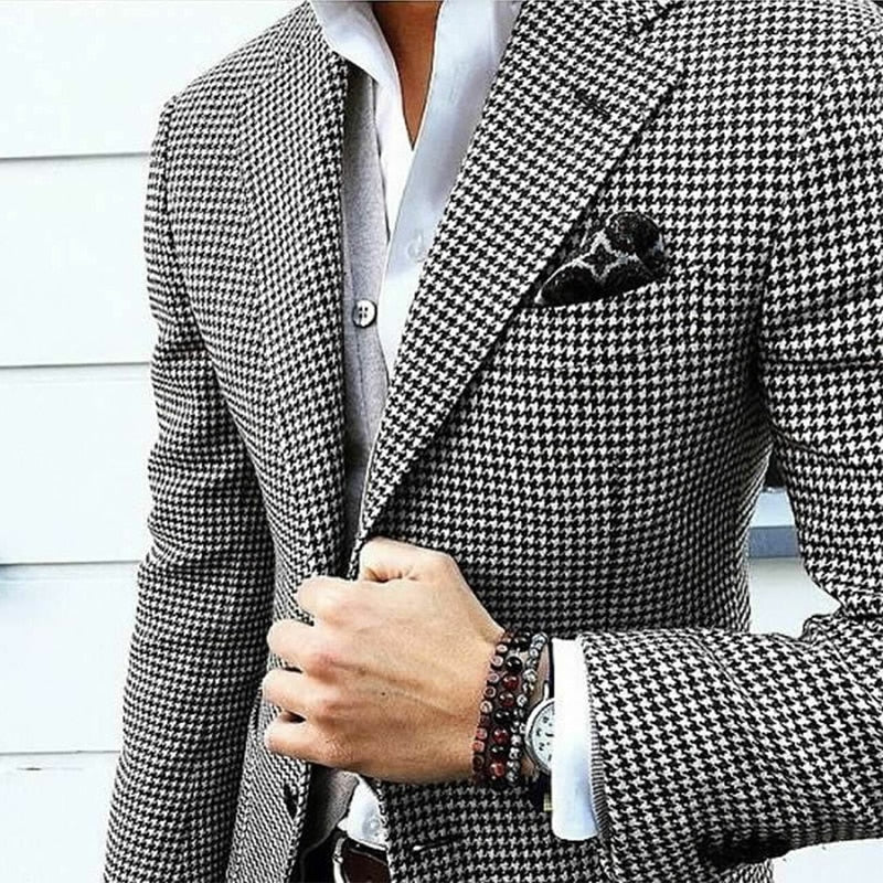 Italian Style Men blazer houndstooth casual man suit