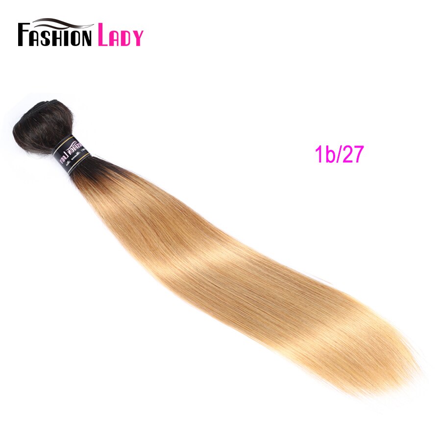 FASHION LADY Pre-Colored Brazilian Straight Hair Human Hair Weave 1B/27 Ombre Human Hair Bundles 2/3/4 Bundle Per Pack Non-Remy