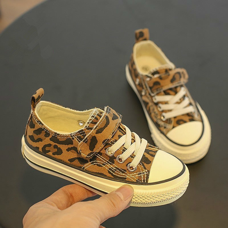 Babaya Children Shoes For Girls Sneakers 2022 Spring New Fashion Kids Canvas Shoes Boys Autumn Student Casual Leopard Shoes