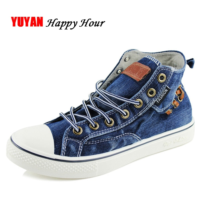 New 2022 Denim Shoes Women Fashion Sneakers High top Women&#39;s Sneakers Thick Sole Ladies Brand Shoes Plus Size 42 ZHK040