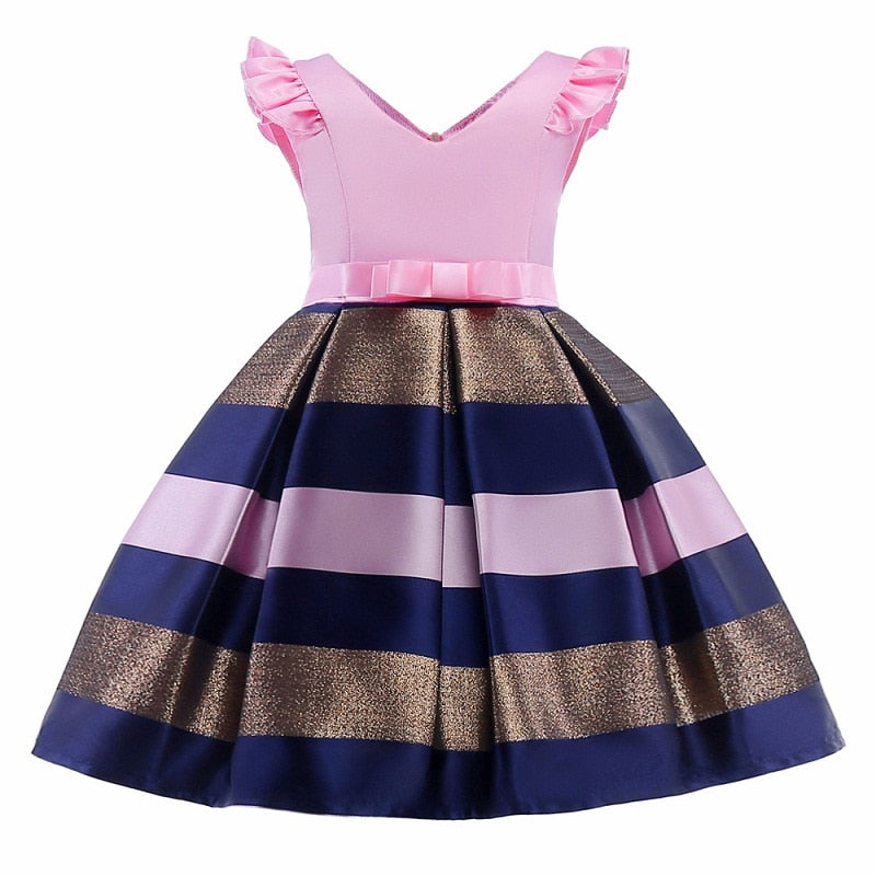 Baby Girls Princess Prom Dress for Teenagers Striped Dress Girls Party Dresses Princess Wedding Formal Costume Kids Girl Clothes