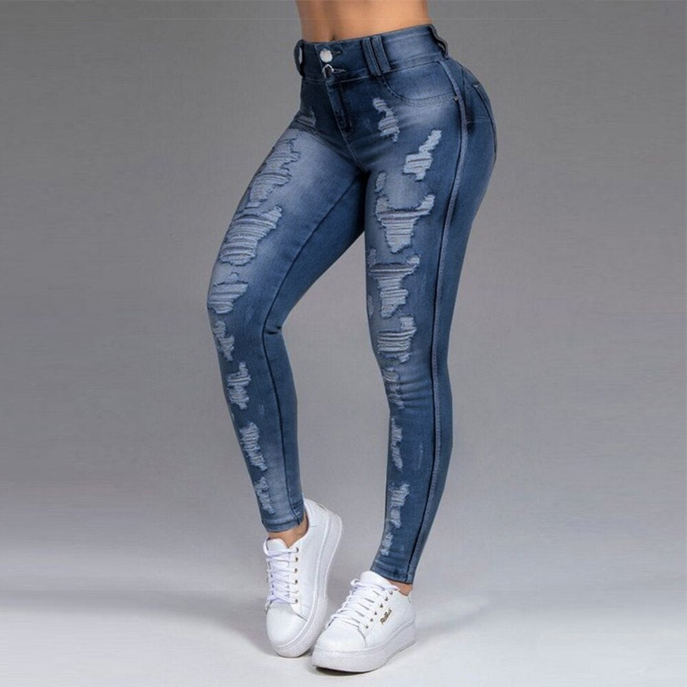 Womens Jeans Casual Mid Waist Pants Trousers Pockets Classic Denim Jeans  Plus Size Women Pants Light Blue at Amazon Women's Jeans store