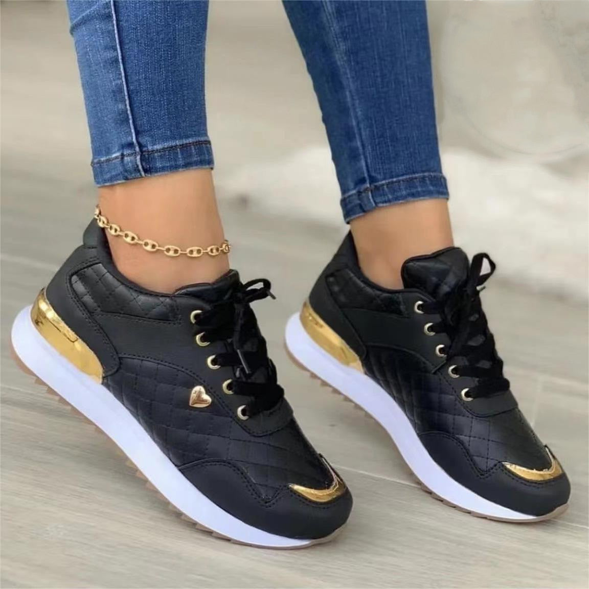 New Spring Autumn Women Shoes Round Toe Platform Low Heel Colorblocking Females Sneakers Fashion Elegant Outer Leisure Shoes