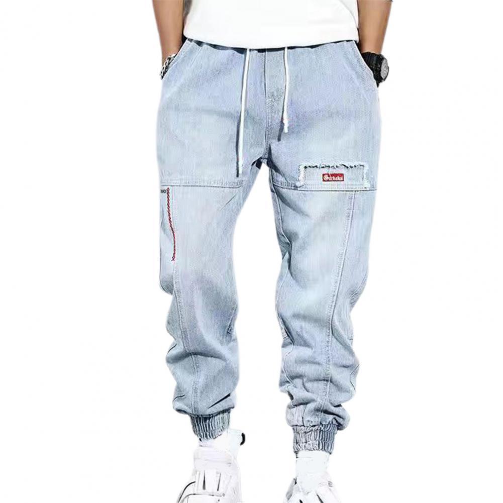 Harem Pants  Great Casual Student Trousers Pockets Men Jeans Solid Color   for Daily Wear