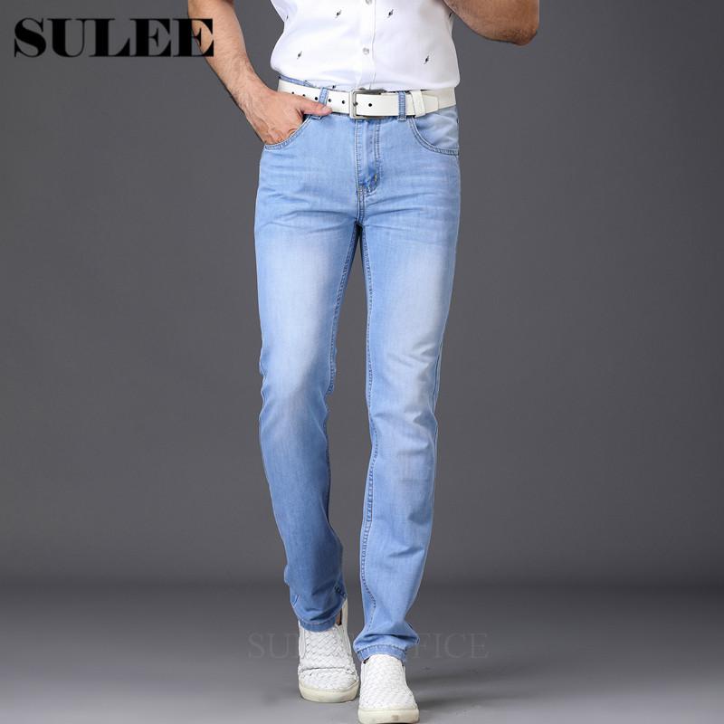 SULEE Brand 2022 New Fashion Utr Thin Light Men&#39;s Casual Summer Pants  Style Jeans Skinny  Trousers Tight Pants Solid Colors