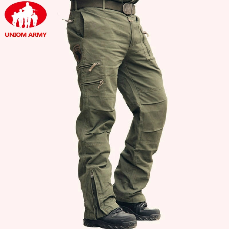 2022 Men&amp;#39;s Cargo Pant Cotton Army Military Tactical Pant Men Vintage Camo Green Work Many Pocket Cotton Camouflage Black Trouser
