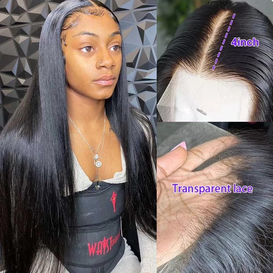 Burgundy HD Transparent Lace Front Human Hair Wigs Ombre 99J Straight Lace Frontal Wig For Women Pre Plucked 13x1x6 Lace Wig
