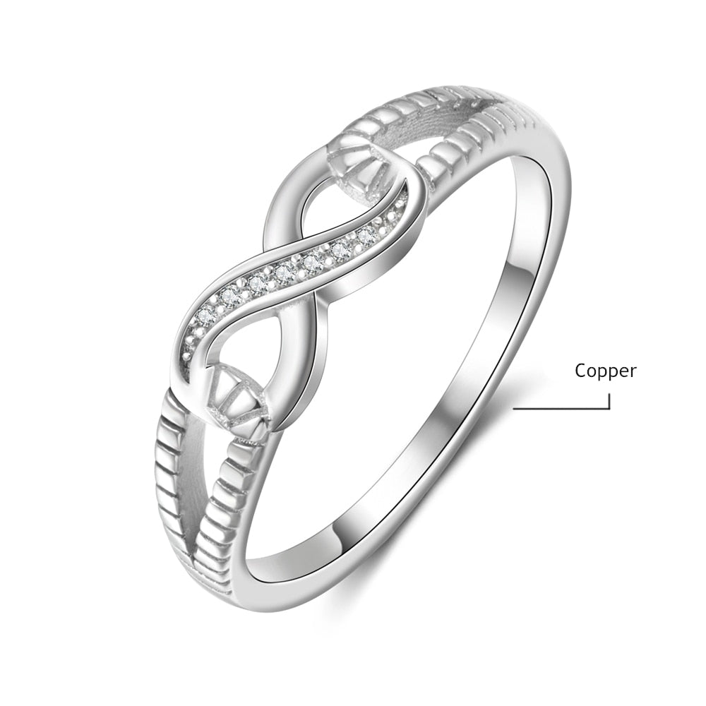Silver Color Infinity Rings for Women Endless Love Symbol Wedding Personalized Engraved Ring Jewelry Gift for Mother