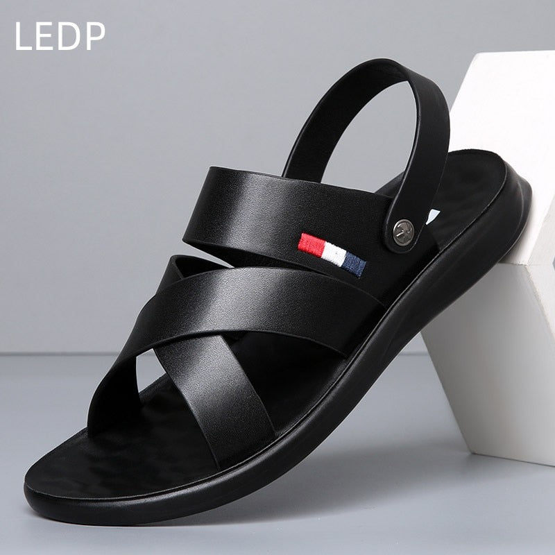 Sandals for Man Fashion Outdoor Korean Genuine Leather Indoor House Platform Male Beach Shoes Casual Men Sandals New In Summer