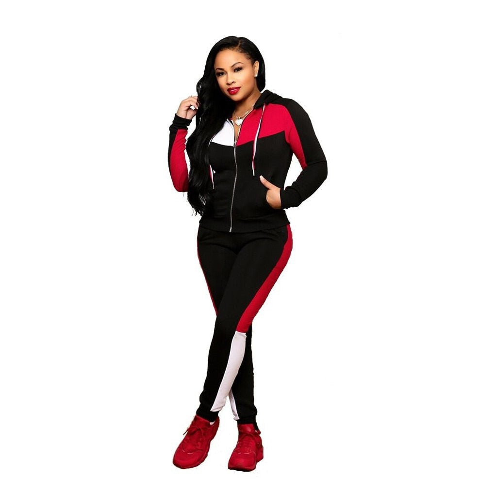 HLJ&amp;amp;GG Casual PINK Letter Print Hoody Tracksuits Women Zipper Long Sleeve Top And Pants Two Piece Sets Fashion Patchwork Outfits