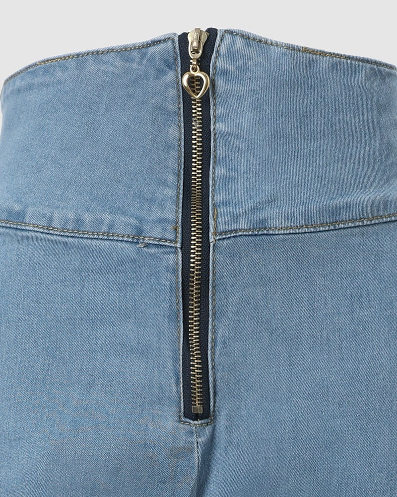 Zipper Design High Waist Skinny Jeans Women Spring Summer Solid Color Fashion Ankle Length Denim Pants Jeans
