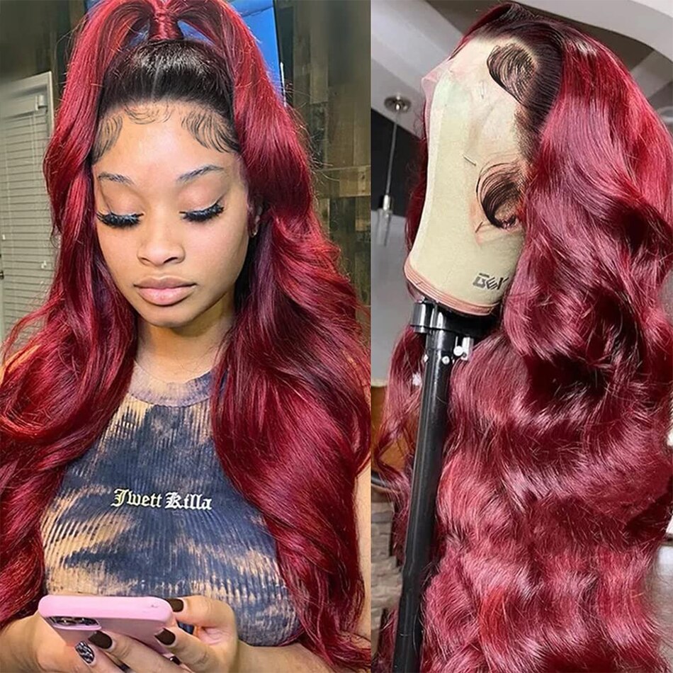 SPARK Ombre Highlight Body Wave 4x4 Lace Closure Wig 30 32Inch 180%Density Brazilian Wavy 13x4Lace Frontal Human Hair Wigs Remy