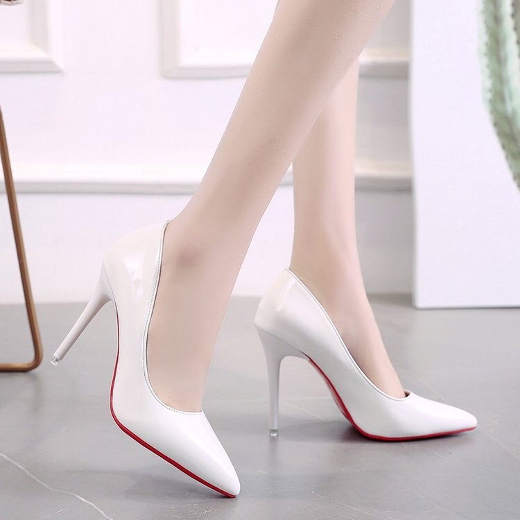Women Shoes Spring Patent Leather Stiletto Women&amp;#39;s Single Shoes Pointed Dress Bride Bridesmaid Wedding Shoes