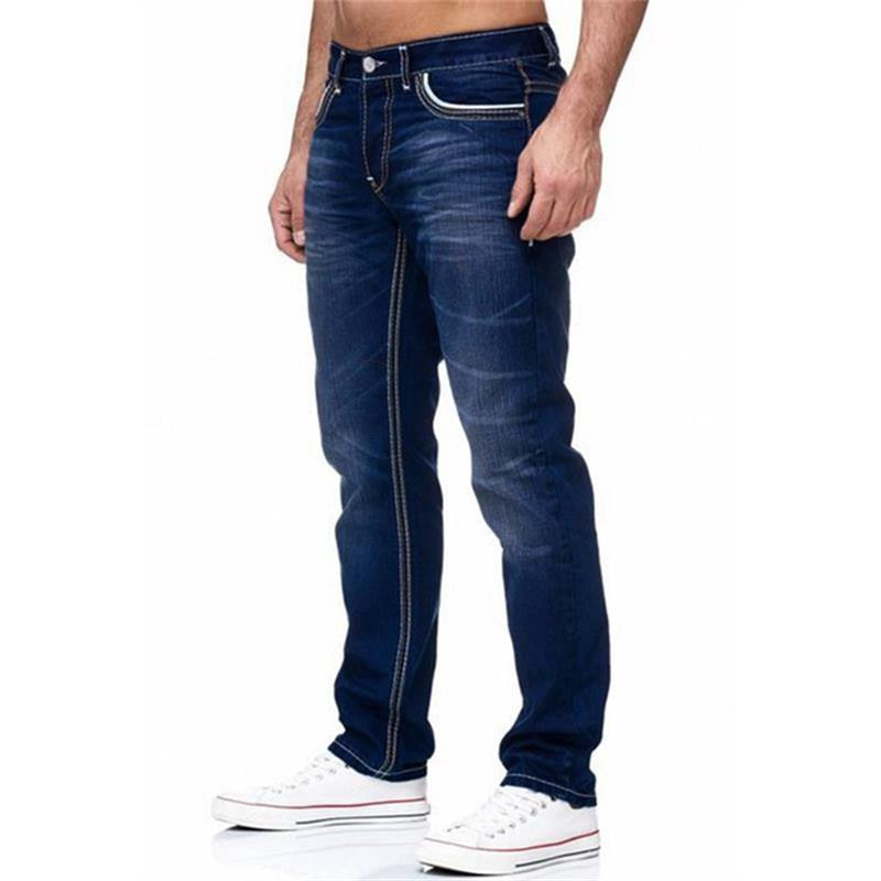 Men Jeans Solid Pockets Stretch Denim Straight Pants Spring Summer Business Casual Trousers Daily Streetwear Men&amp;#39;s Clothing