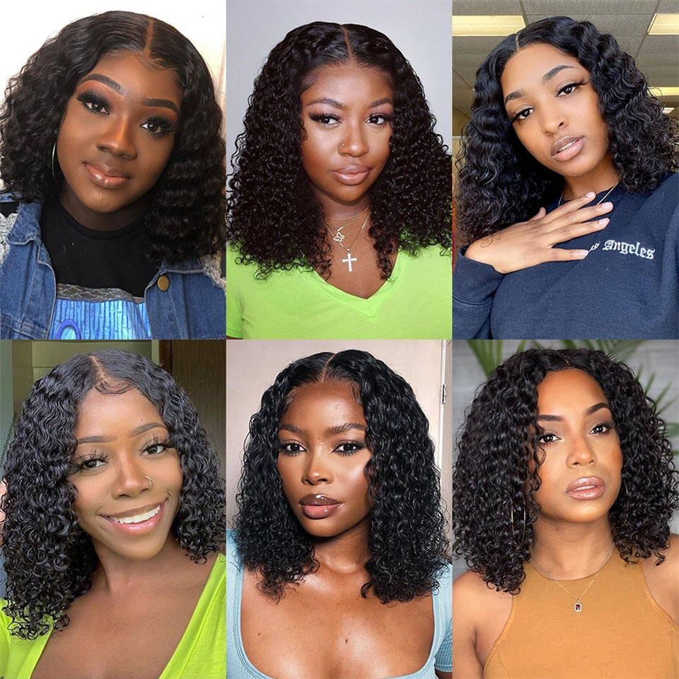 Water Wave Lace Front Wigs for Women Brazilian Closure Bob Wig 13x4 Transparent Lace Frontal Short Wigs Human Hair Pre Plucked