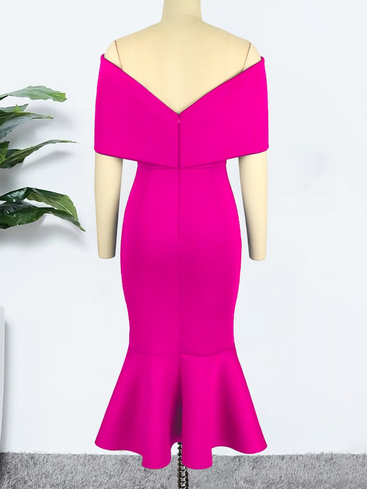 Women Sexy Bodycon Dress Party Off Shoulder Bow Event Celebrate Elegant Female Package Hips Vestidos Summer Fashion 2022 Gowns