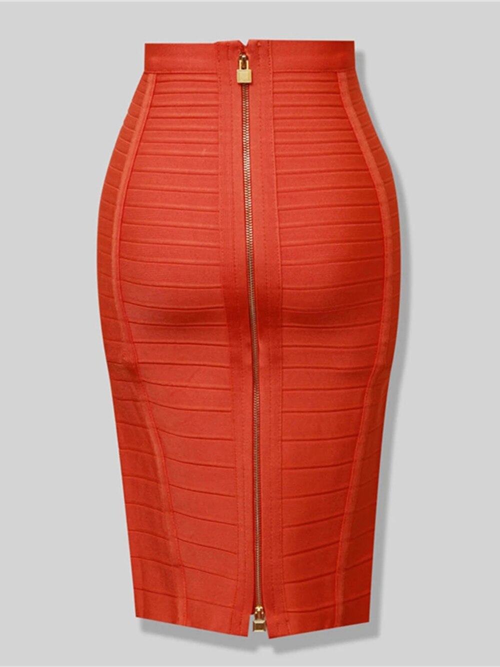 High Quality 2021 New Women&#39;s Sexy Black Red Blue Orange Zipper Rayon Bandage Skirt Bodycon Club Party Pencil Skirt
