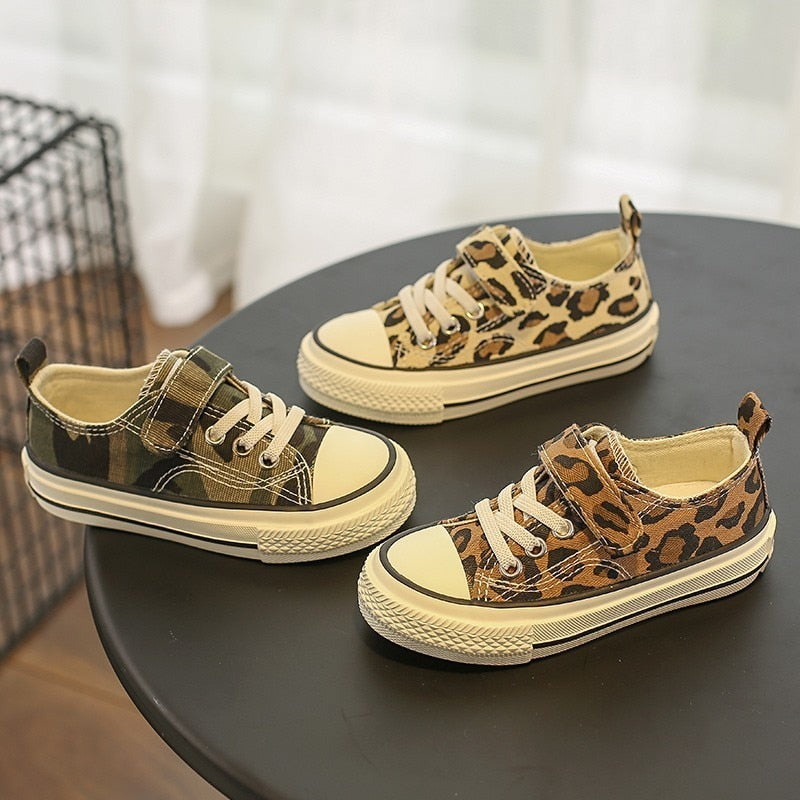 Babaya Children Shoes For Girls Sneakers 2022 Spring New Fashion Kids Canvas Shoes Boys Autumn Student Casual Leopard Shoes