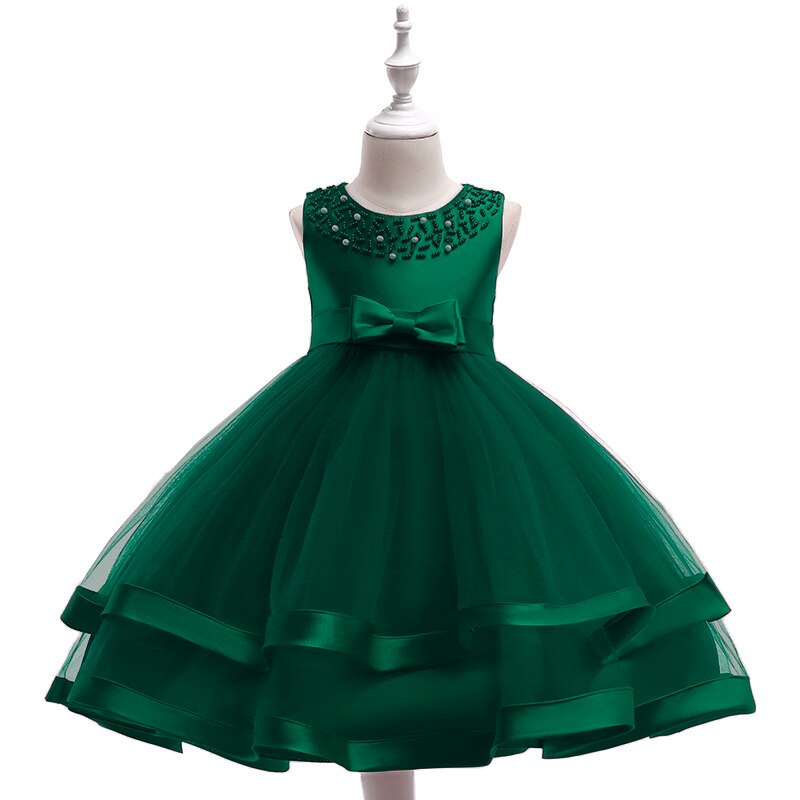 2023 Summer Dress For Girls Elegant Princess Birthday Dress With Bow Kids Girl Wedding Party Dresses Children Evening Clothes