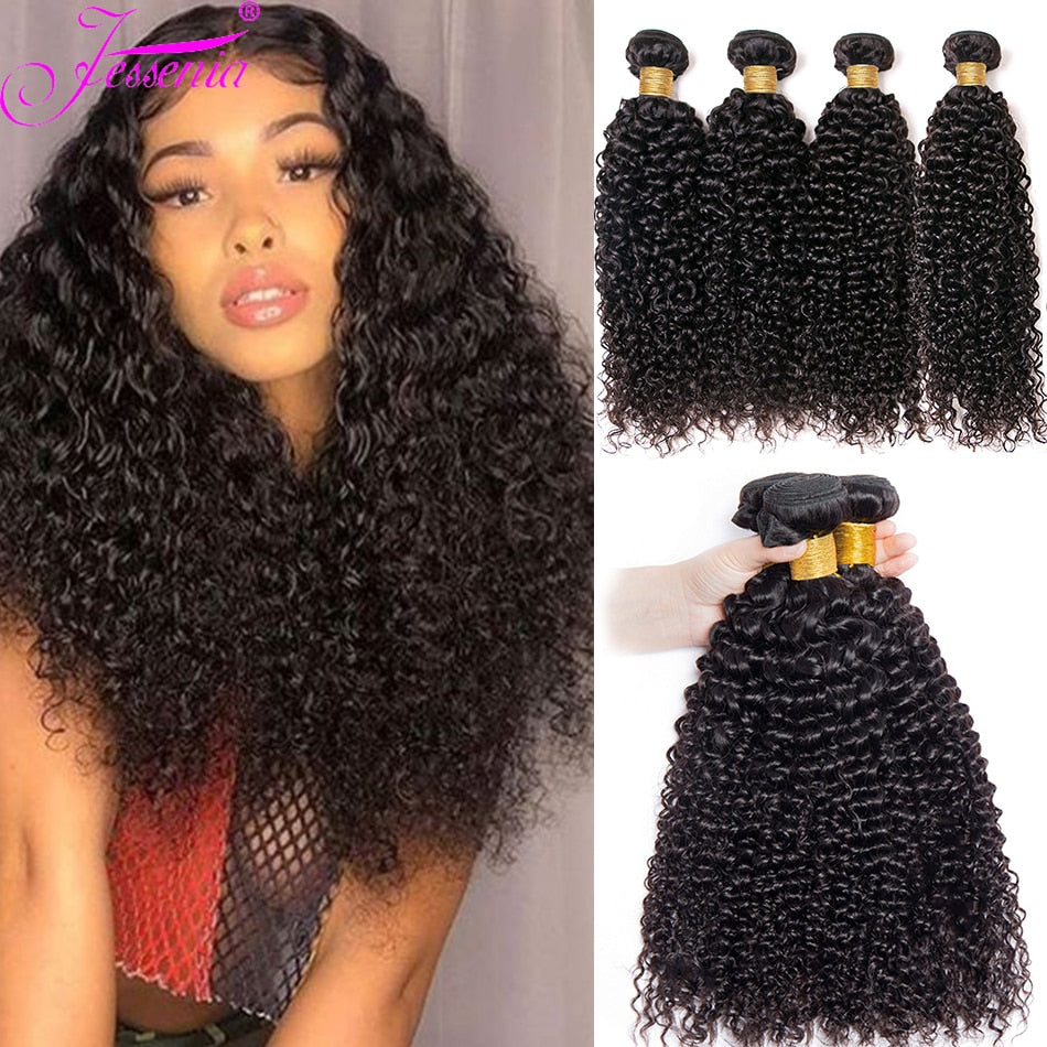 Kinky Curly Bundles 100% Human Hair Extensions Jerry Curl Bundles Brazilian 12A Raw Hair Weave 8-26Inch Tissage Wholesale Sale