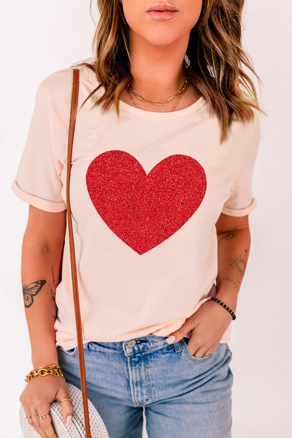 Glitter Heart Graphic T-Shirt